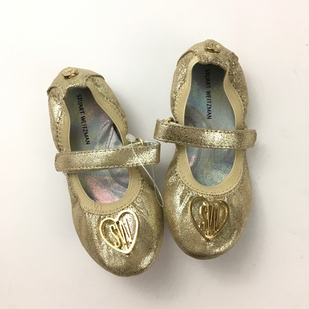 New Stuart Weitzman Rose Gold Mary Jane Ballet Flats Size 6